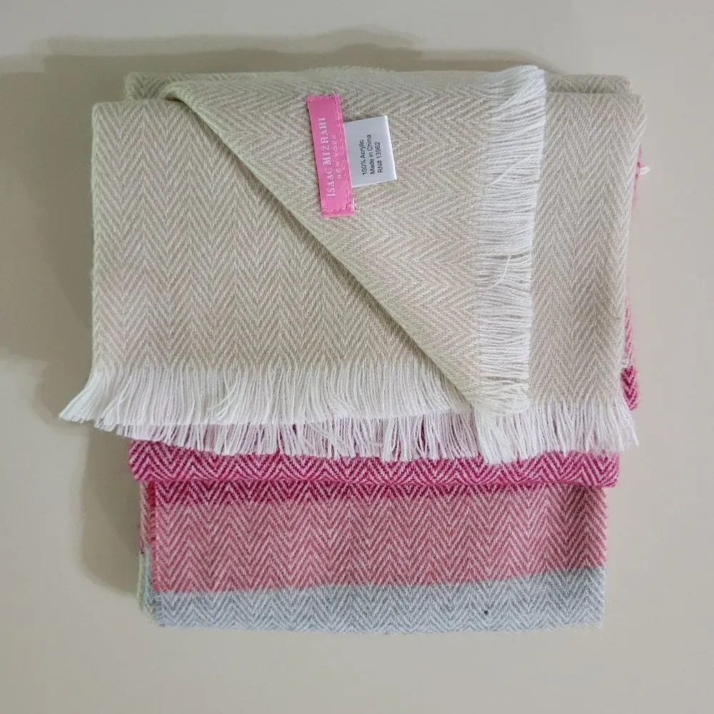 Isaac Mizrahi Herr Blanket Scarf Pebble Rose